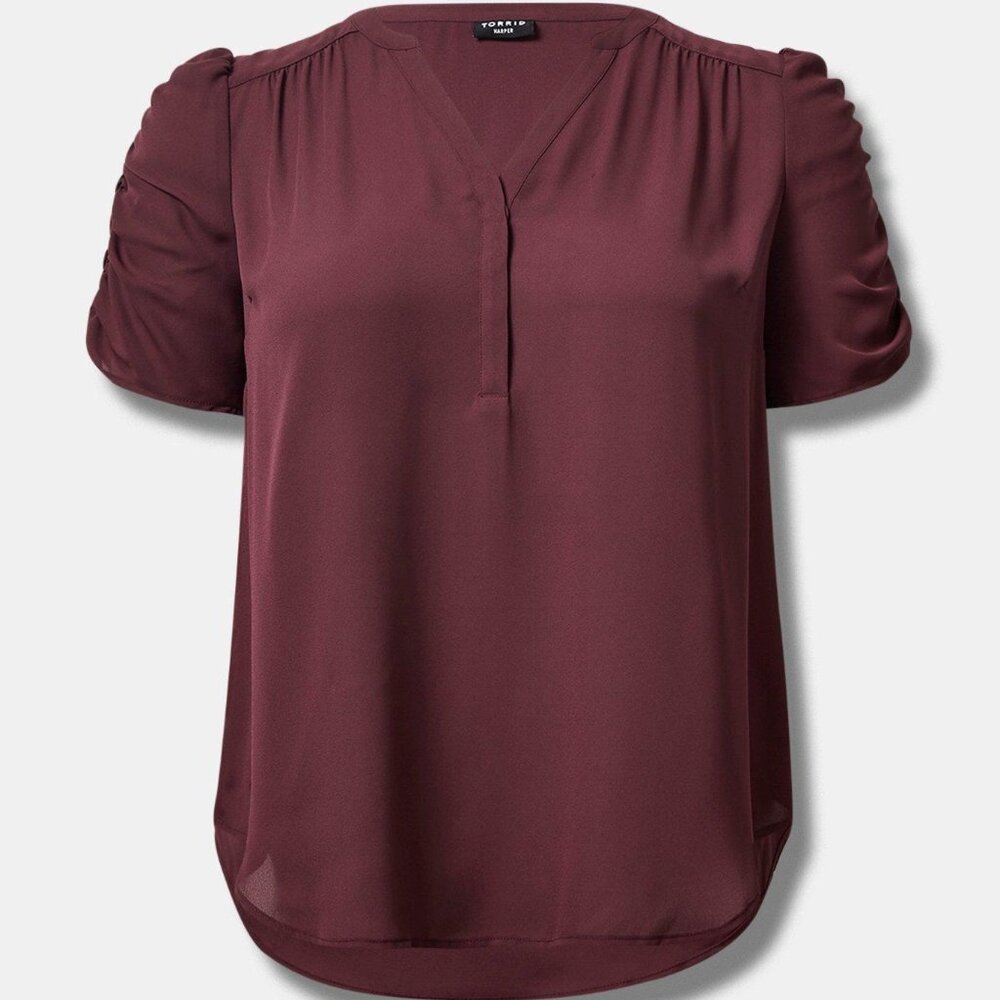 Harper Georgette Ruched Short Sleeve Blouse